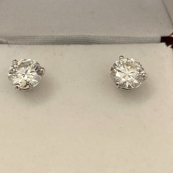 Certified 3 ct tw Moissanite Round Stud Earrings NEW - Picture 2 of 7